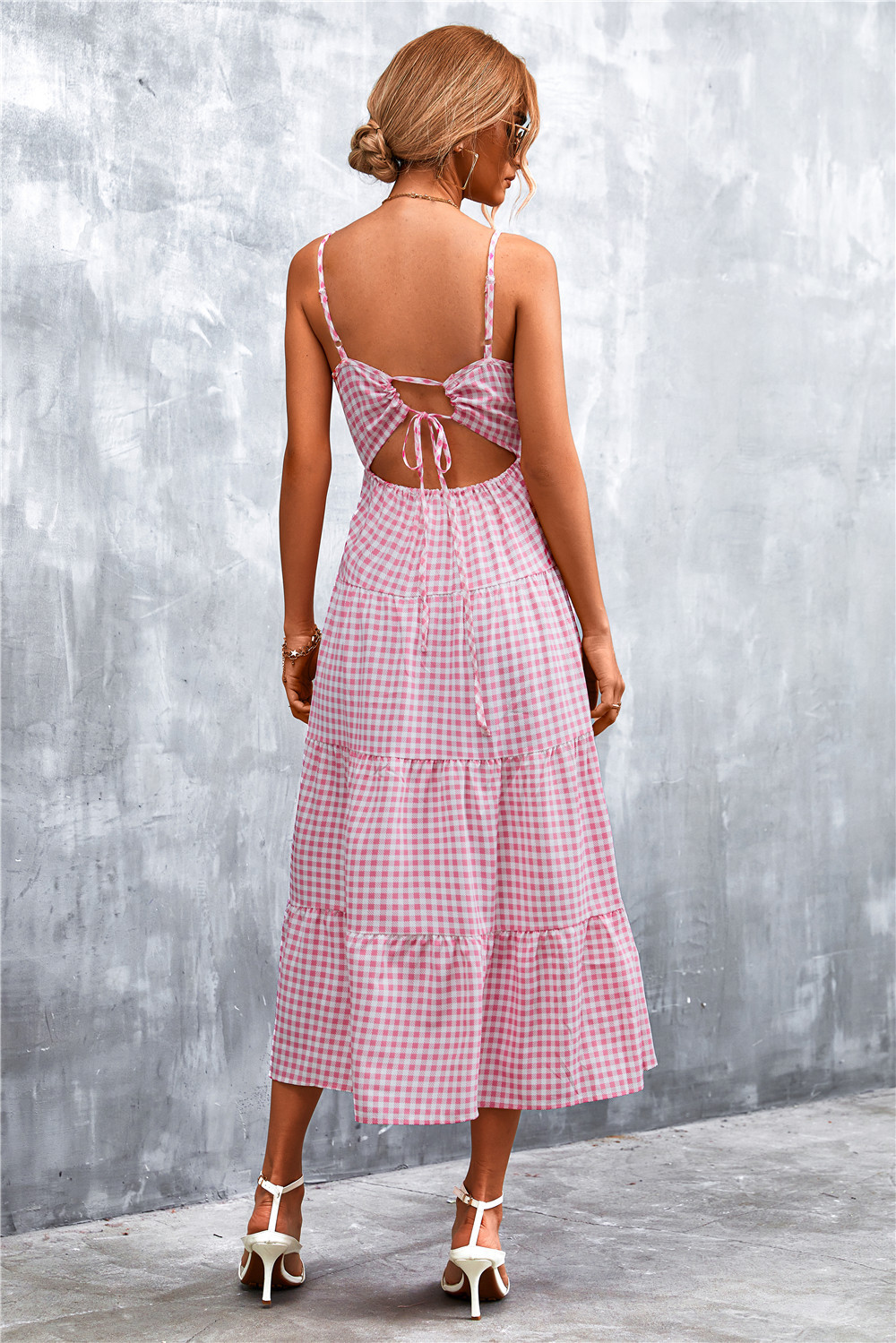 Women's Mid-length Lace-up Dress With Open Back For Summer_voghion.com