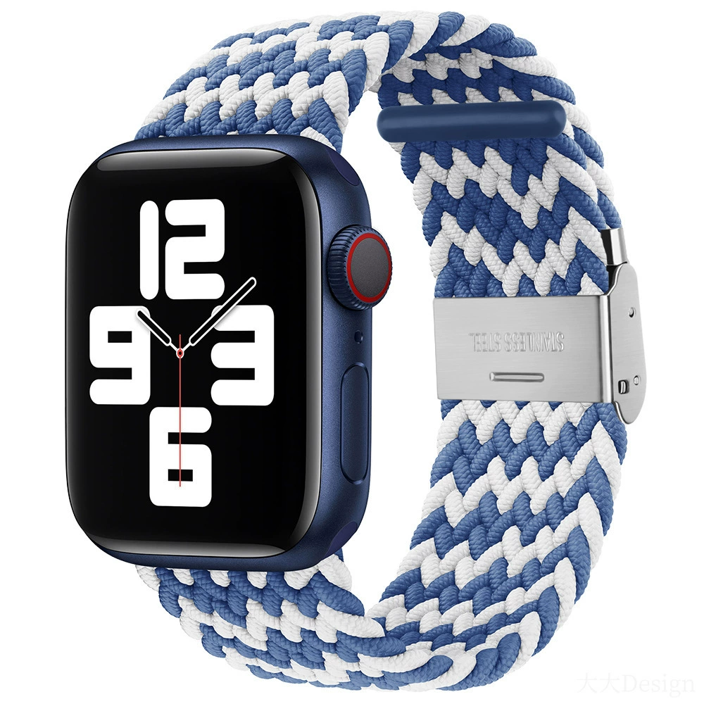 Совместимо с Apple Watch 5-6-7-8-9-10 поколения Snap-on нейлоновый плетёный ремешок iWatch S10 регулируемый браслет