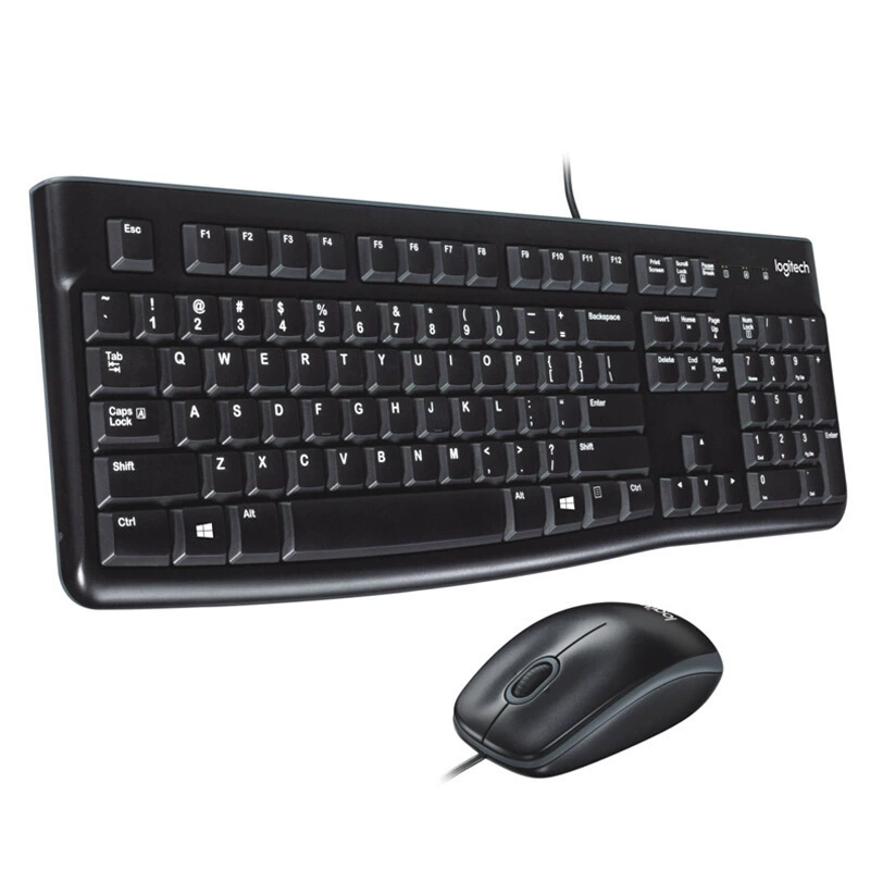 Клавиатура Logitech MK120 проводная, набор клавиш мышь для настольного ПК, офисного использования, против брызг