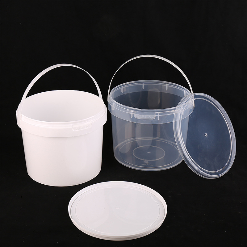 Custom 5L Plastic Bucket with Handle, Thickened Lid, Sealed 5-Gallon Packing White Round Cylinder for Freeze-Dried Jellyfish Cat and Dog Food 5kg