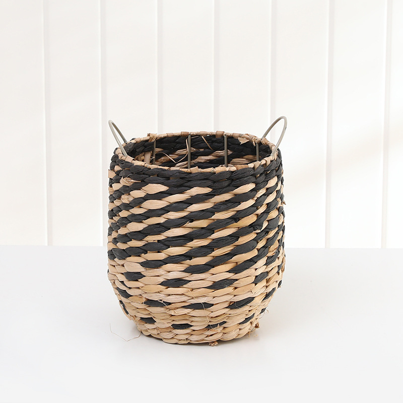 Cesta de almacenamiento tejida a mano de paja de estilo europeo manija cesta de mano suministros para el hogar misceláneas de juguete tubo de almacenamiento fábrica