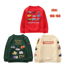 出口日本春秋儿童打底衫中大童男童汽车卫衣插肩袖加肥版宽松卫衣