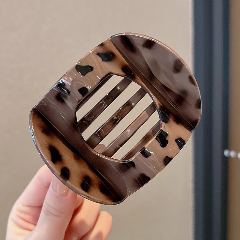 Curry leopardo patrón de pato clip clip de cabello de cabeza detrás clip de cabello de alta calidad mujer clip de cabello de moda temperamento clip tocado