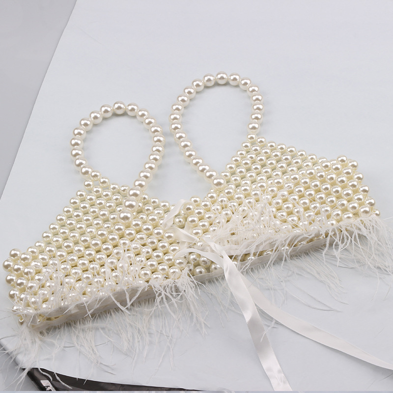 Hair hand beaded corset women's pearl underwear tassel ostrich wool hand woven clothes manufacturers wholesale