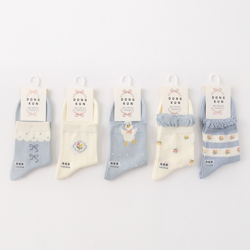 Women's Socks Made of Combed Cotton with Cute Lace Cartoon Designs, Creative New Style, Fresh and Trendy Ins Student Socks Wholesale Women's Socks Made of Combed Cotton with Cute Lace Cartoon Designs, Creative New Style, Fresh and Trendy Ins Student Socks Wholesale