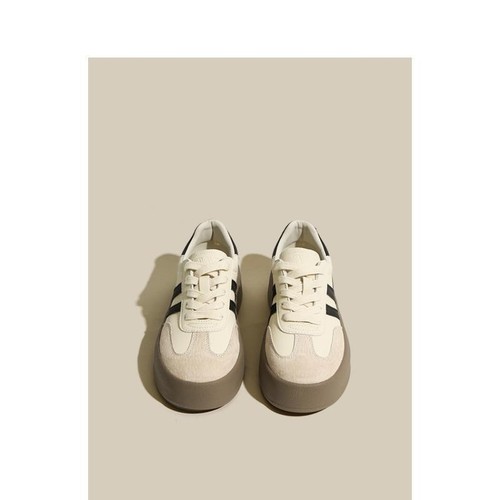 Dexun shoes for women 2024 spring new thick-soled retro color-blocking casual sports versatile soft-soled shoes ins trend