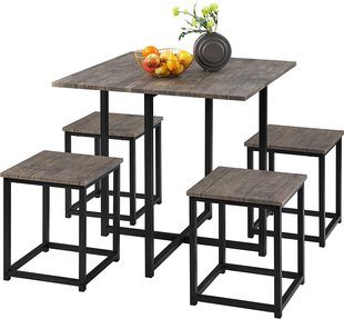 Package table Set, industrial kitchen table and chair set with 4 stools and space saving design