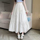 Ruffled Bow Skirt Women's Summer Elaptic Waist Slimming A- line Skirt Mid-length Dagging Elegant Large Swing Skirt