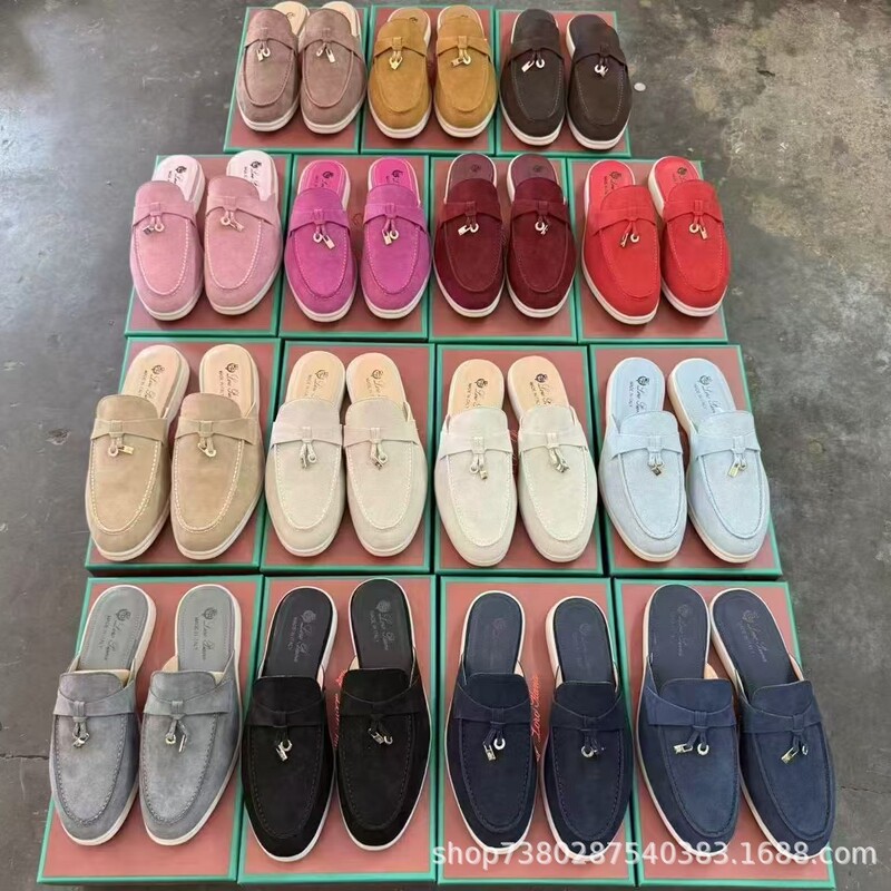 High-End Cross-Border Moccasin Shoes in British Style with Round Toe, Suede Tassels, Flat Sole, Closed-Toe Mules, and Loafers