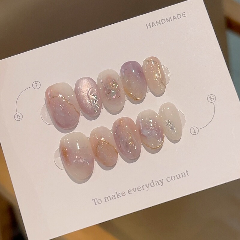 【Purple Smoke】Real Shot of Pure Purple Gradient Handmade Cross-Border Wearable Nails, 145 Styles with Box and Tools