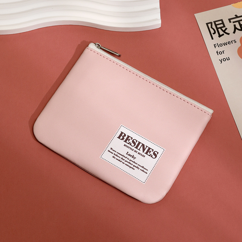 Bolso de cambio para mujeres mini estudiantes de cuero suave bolso de mano de llaves simple, delgado y compacto estilo coreano