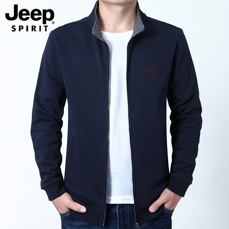 JEEP SPIRIT 남자 카디건 스웨터 면 가을 및 겨울 스포츠 칼라 캐주얼 코트 1329