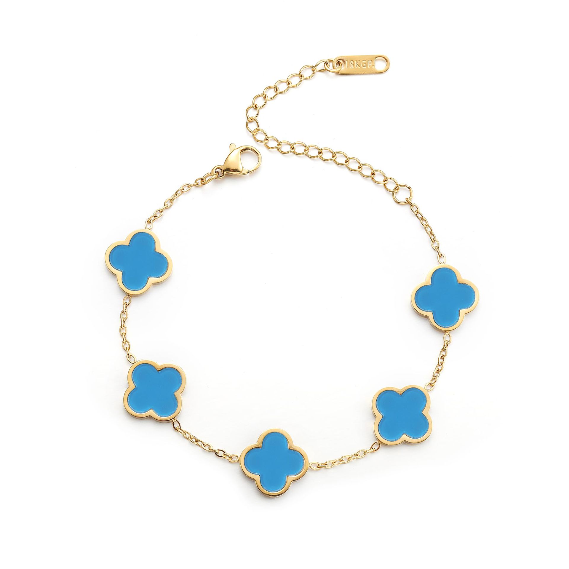 금팔찌 블루 쉘(양면 꽃)