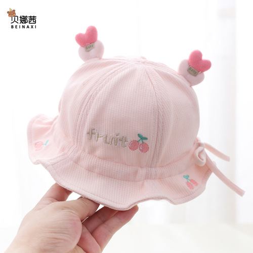 Baby Hat Spring and Autumn Thin Cute Fisherman Hat Baby Hat Newborn Infant Sunshade Sun Protection Bucket Hat