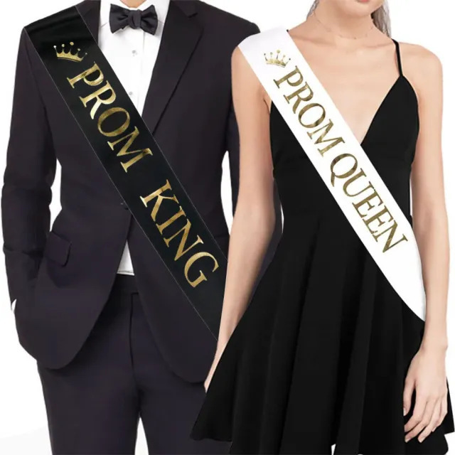 Graduation Party Sash with Gold Lettering Prom King Queen Ceremonial Shoulder Sash Party Photo Prop Decoration Graduation Party Sash with Gold Lettering Prom King Queen Ceremonial Shoulder Sash Party Photo Prop Decoration