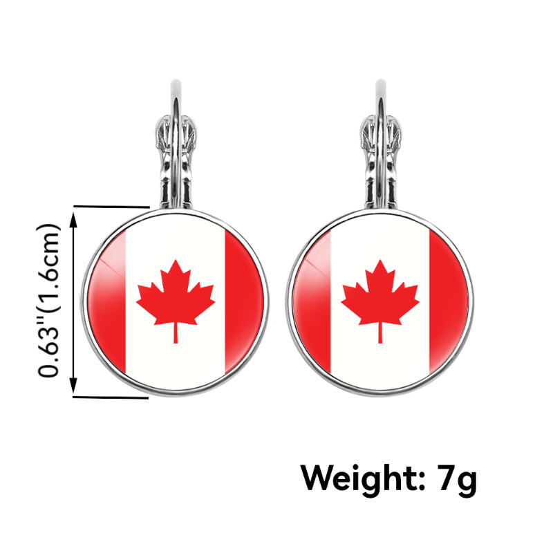 11g Weight Iron Ear Needle Material Drop Earrings Classification 1 Pair Quantity Holiday, Daily Occasion Glass, Iron Material National Flag, Round, American Flag Pattern Women's Gender Modern Style, Classic Style Style 1 Pair Modern Style Classic Style National Flag Round American Flag Glass Iron Drop Earrings 1