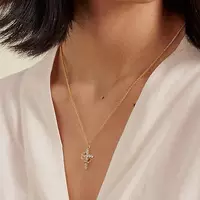 Трансграничный взрыв короны крест ожерелье леди 14K позолоченная корона ожерелье простой бриллиант ожерелье вера