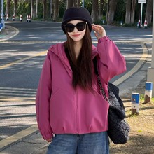厂家直销连帽短款夹棉冲锋衣外套女25秋冬洋气小个子夹克休闲棉服