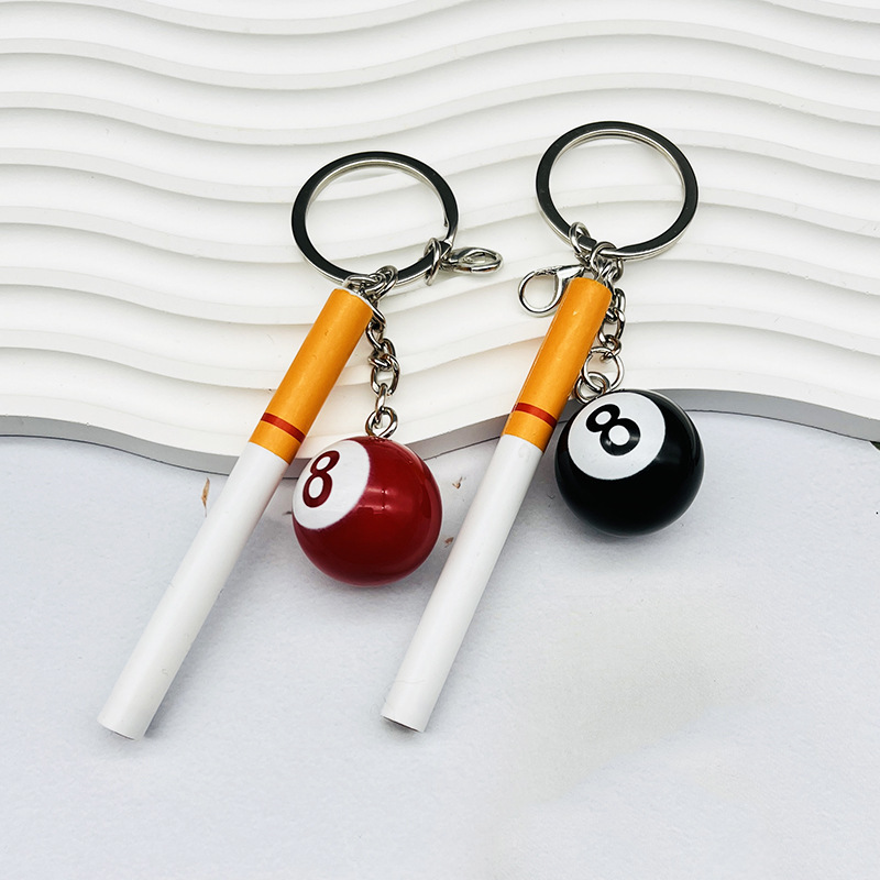 New Billiards Keychain Stereo Cartoon Creative Simulation Cigarette Car Hanging Personalized Billiards Bag Pendant