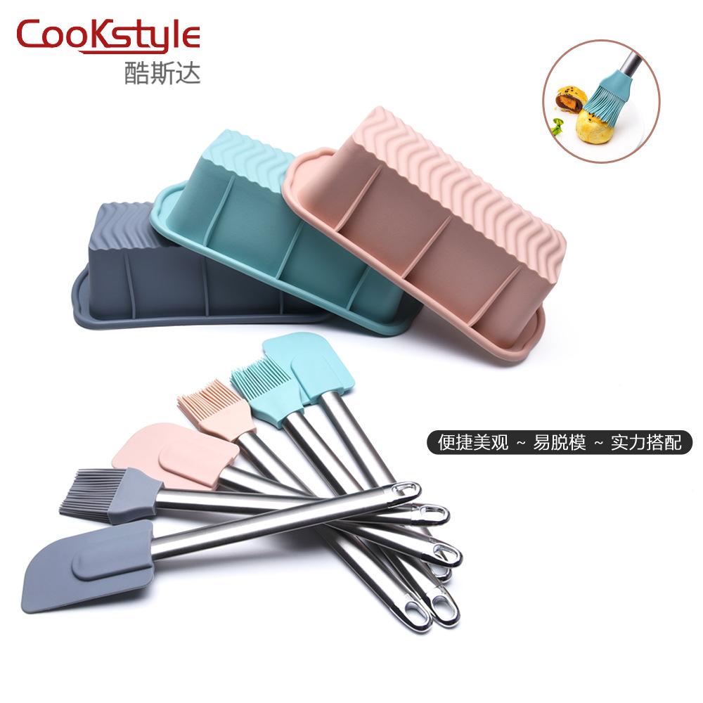 Juego de 8 moldes para pasteles, molde de silicona para tostadas, raspador, brocha para aceite, batidor de huevos, guantes resistentes al calor, juego para hornear en casa