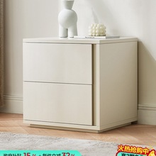 奶油风床头柜卧室小型简约现代置物架白色收纳矮边柜木业