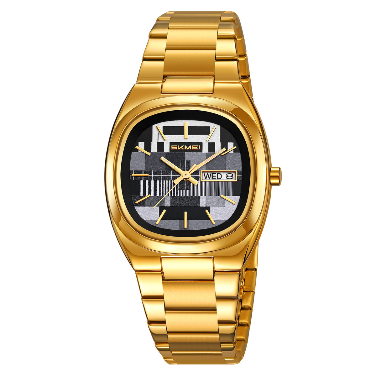 Momentos de belleza personales TV dial relojes de acero relojes de hombre doble calendario relojes de cuarzo personalizados transfronterizos mayoristas