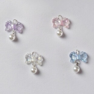 New Color Plated Color Transparent Small Bow Bow Pendant DIY Hand-made Mobile Phone Chain Ring Beaded Earrings Accessories