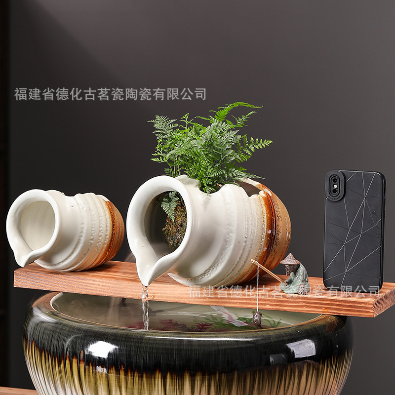 Circulating water clay pot ecological tank ancient method of fish culture courtyard landscaping ornaments indoor oxygen filtration water accessories