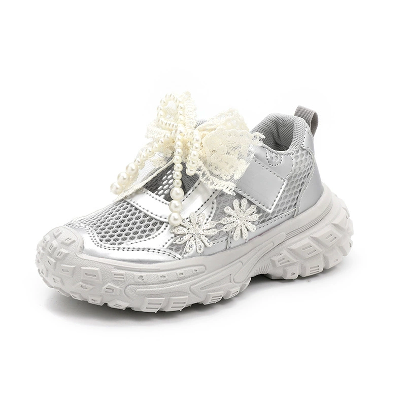Летние детские дышащие спортивные сандалии с бантом