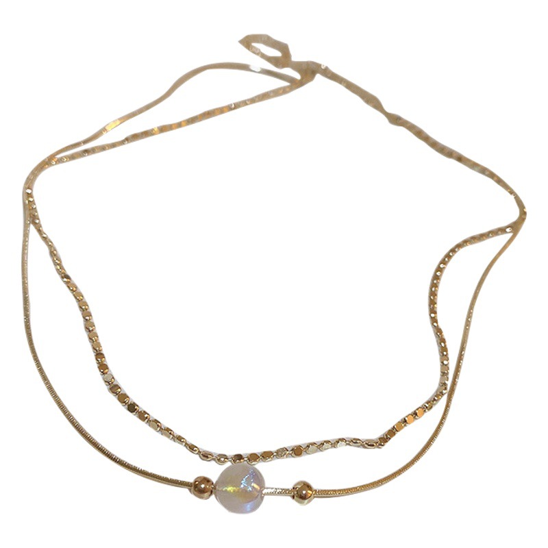 Collar de múltiples capas de cadena de perlas sirena colorida Corea del Sur diseño retro Cadena de clavícula collar de temperamento de moda para mujeres