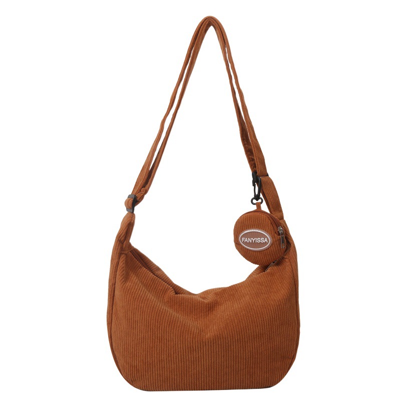 New fashion shoulder bag female ins Japanese corduroy student class commuter versatile large capacity crossbody tote bag