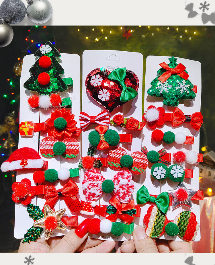 Cute Christmas Hat Christmas Tree Star Sequin Cloth Hair Clip display picture 1