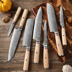 67層ダマスカス鋼包丁鋭利肉切り包丁7点セットキッチンナイフシェフナイフキッチンフルーツナイフ