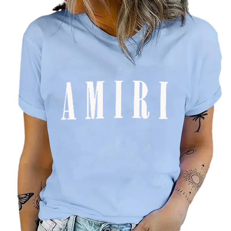 New amiri Summer 19ss New LOGO PrinTed ShorT-sleeved Men's and Women's Trendy Brand Loose ComforTable BreaThable CoTTon T-shirT for Women New amiri Summer 19ss New LOGO PrinTed ShorT-sleeved Men's and Women's Trendy Brand Loose ComforTable BreaThable CoTTon T-shirT for Women