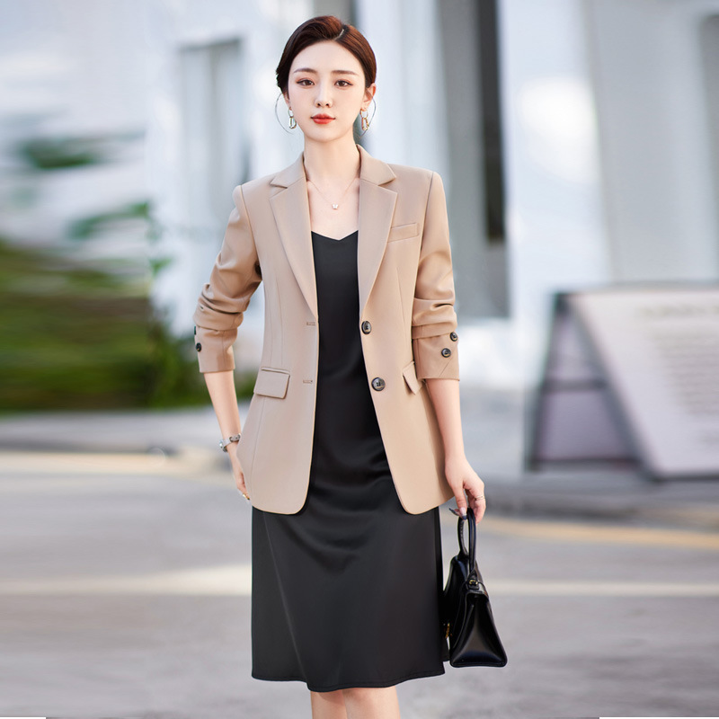 Autumn khaki professional fitted long-sleeve
