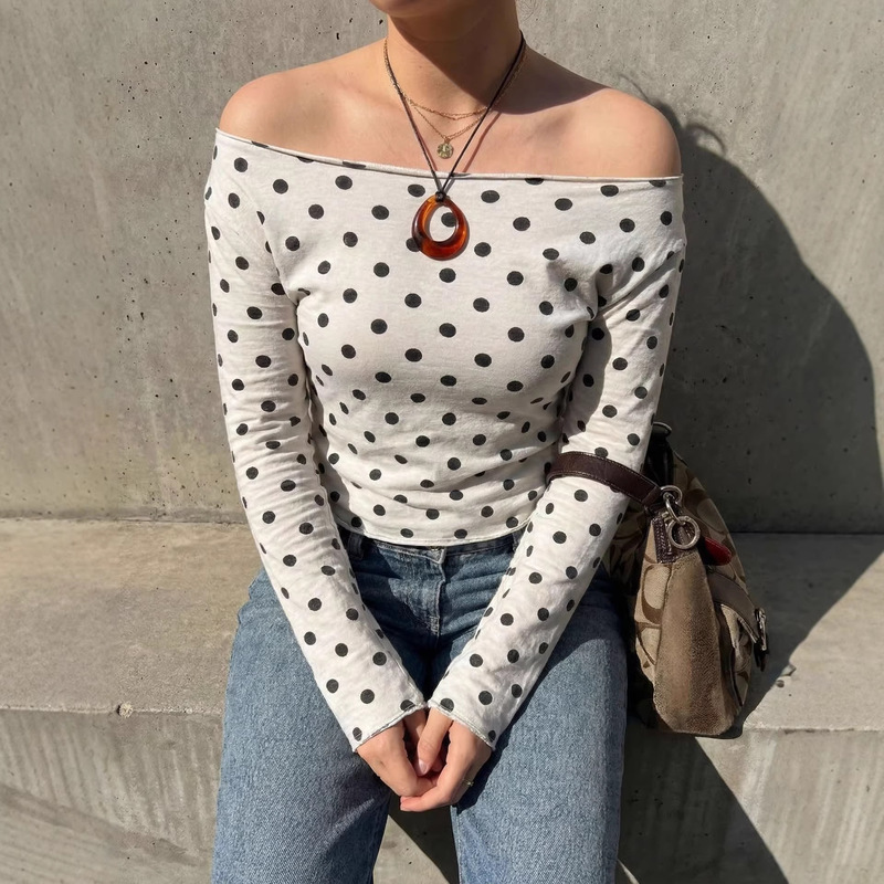 Yingmen American-Style Polka Dot Slim-Fit Long-Sleeve Top with Inner Camisole Tube Top Tk Amazon Temu Yingmen American-Style Polka Dot Slim-Fit Long-Sleeve Top with Inner Camisole Tube Top Tk Amazon Temu