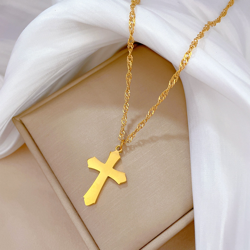 Wholesale Ethnic Style Cross Titanium Steel Pendant Necklace display picture 2