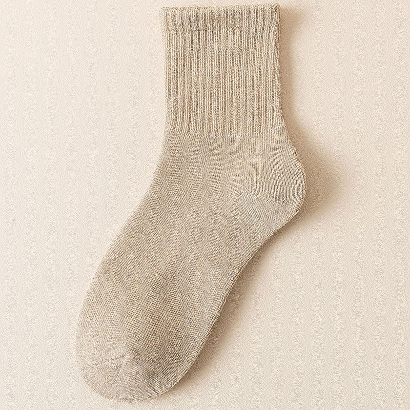 Calcetines de mujer de invierno forrado de lana gruesa caliente Terry Calcetines de piso de otoño e invierno de color sólido a media pantorrilla Zhuji calcetines al por mayor