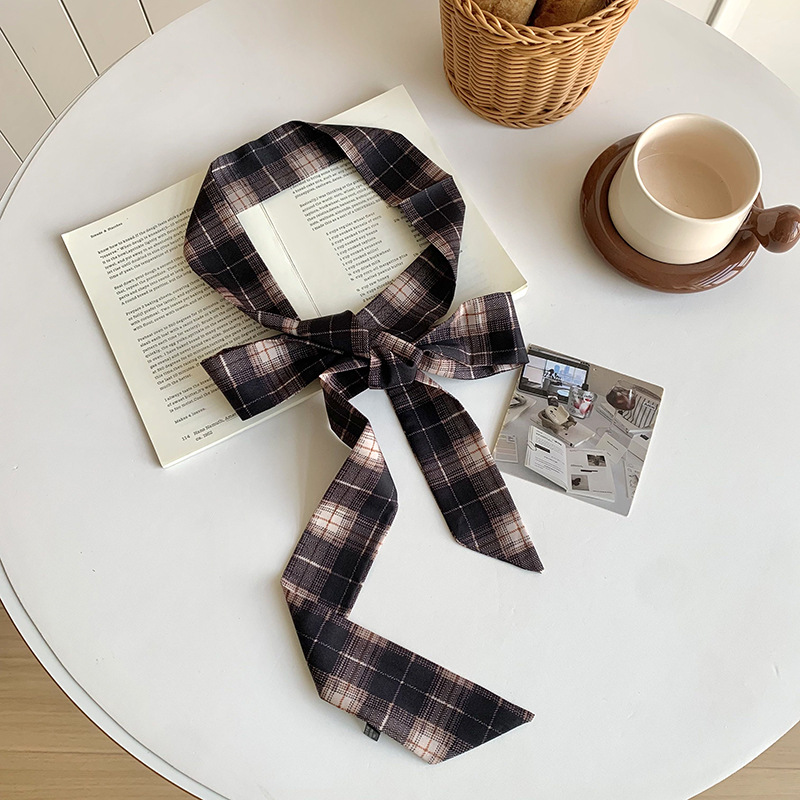 Primavera y otoño bufandas de seda de leopardo nuevo cuello retrógrado bufandas de muñeca delgada cinturón de moda correa de pelo correa de pelo