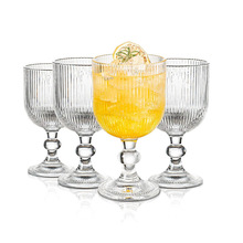 法式香槟杯竖纹高脚冰淇淋杯玻璃甜品杯酸奶雪糕杯宫廷酒杯冷饮杯