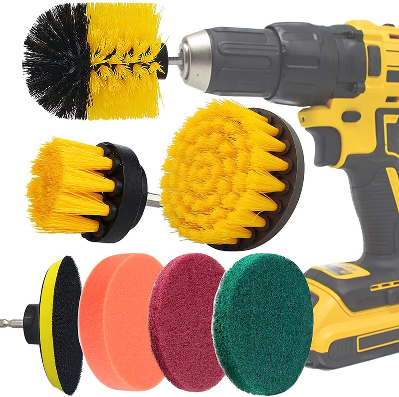 7 pieces drill brush accessory tile scrubber cleaning brush suit for electric drill to clean bathroom tile grouting floor