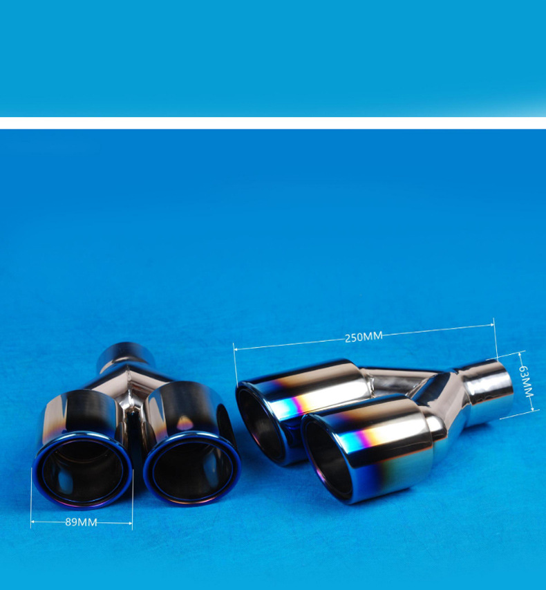 Manufacturer's In-Stock Dual Y-Type U-Type Stainless Steel Blue-Plated Modified Car Tailpipe Exhaust Muffler