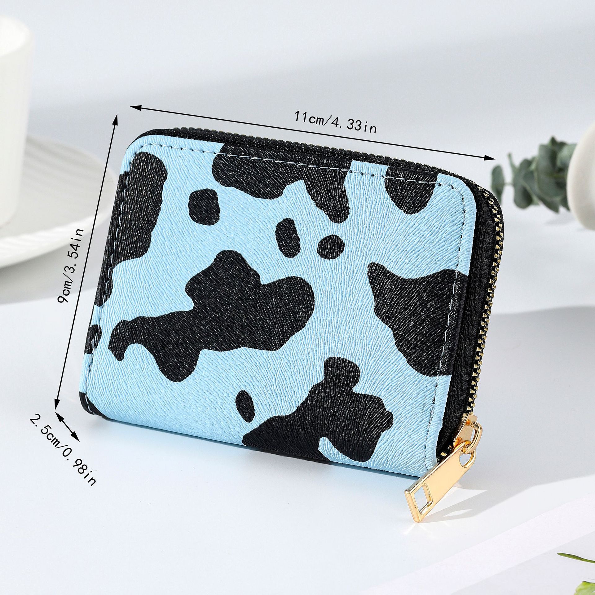 Unisex Cow Pattern Pu Leather Zipper Card Holders display picture 3