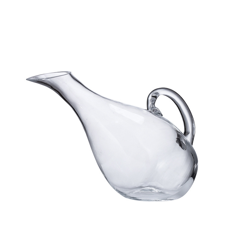 Decantador de cristal de vino pourer con mango hogar separador de vino rápido vino extranjero boca oblicua decantador olla