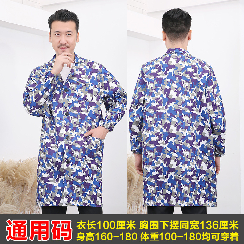 デニムエプロン レディース 長袖 メンズ スモック 作業服 工場溶接 耐摩耗性 耐油性 厚手生地|undefined