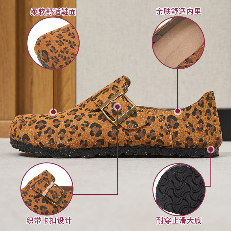 Zapatos de mujer de verano nuevo estampado de leopardo de moda cuero delgado suela suave no se cansa pies casuales versátiles zapatos de alta sensibilidad