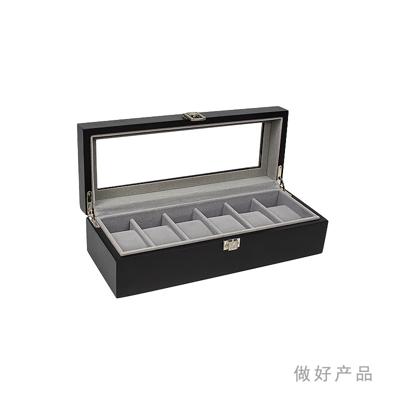 Customized Painted Black Watch Box Watch Bracelet Storage Display Box Cross-Border Wholesale Business Men's Gift Gift