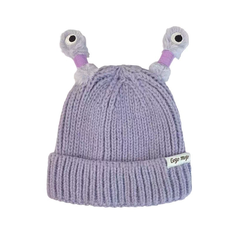  cartoon knitted woolen children's demi-season monster, funny keep warm knitted hat, family style