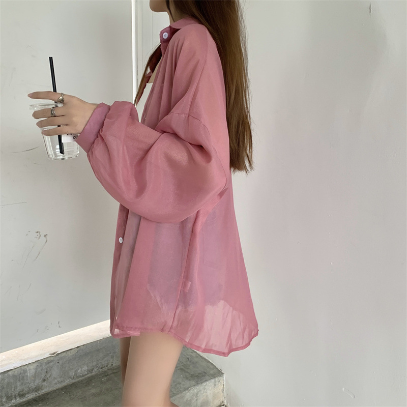 112g Weight Long Sleeve Sleeve Length Single Breasted Placket Type Shirtsleeve Sleeve Type Polyester, Chiffon Fabric Type Regular Top Length Cardigan Tops Type Holiday Occasion Shirt Collar Neckline Loose Fit Type Solid Color Pattern Summer, Spring Season Women's Gender Casual Style Wholesale Women's Casual Solid Color Long Sleeve Blouses 56