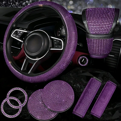 Decorative Set: Steering Wheel Cover, Steering wheel cover - deep-violet-38cm